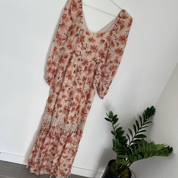 Cami NYC Francie Lace Trimmed Floral Boho 100% Silk Chiffon Maxi Dress Sz Small - Picture 9 of 10